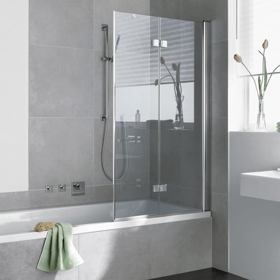 Kermi Diga bath screen, movable clear, silver high gloss ...