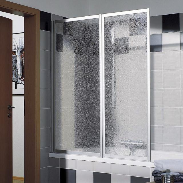 Kermi Vario 2000 Faltwand 2-flügelig auf Badewanne Kunstglas kerolan Perl / silber mattglanz