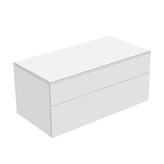 Keuco Edition 400 Sideboard mit 1 Glasplatte und 2 Auszügen weiß struktur, Glasplatte weiß matt