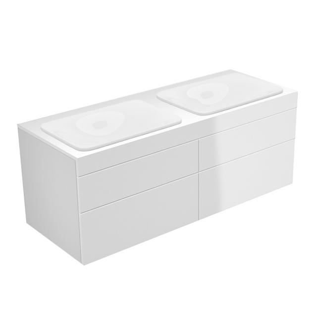 Keuco Edition 400 Waschtischunterschrank für 2 Einbauwaschtische mit 4 Auszügen weiß hochglanz