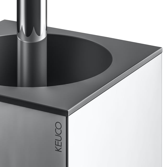 KEUCO Plan WC-Bürstengarnitur – Verchromt, Mit Weißem Kunststoffeinsatz, Made In Germany, Inkl. Ersatzkopf