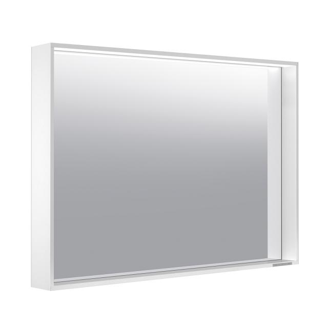 Keuco X-Line Spiegel mit LED-Beleuchtung weiß seidenmatt, warmweiß, ohne Spiegelheizung