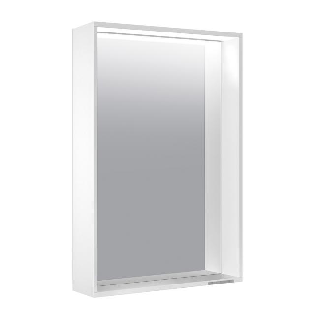 Keuco X-Line Spiegel mit LED-Beleuchtung weiß seidenmatt, warmweiß, ohne Spiegelheizung