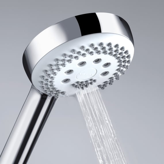 Kludi Logo Handbrause 3S DN 15 – Chrom/weiß, 3 Strahlarten, Mit Kalk-Schnellreinigung, Max. 15 L/min