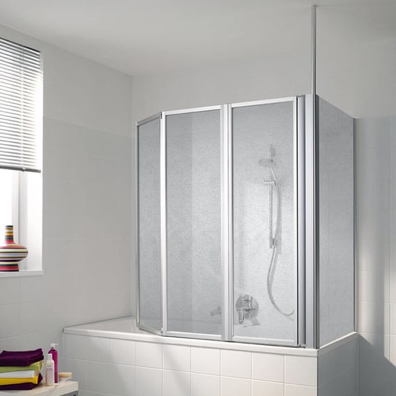 Koralle Avant Duschtrennwand für Badewanne Kunstglas Polyrit aquaperl