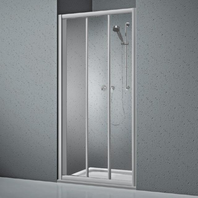 Koralle Twiggy Top Duschschiebetür 3-teilig für Trennwand oder Nische ESG transparent / silber matt