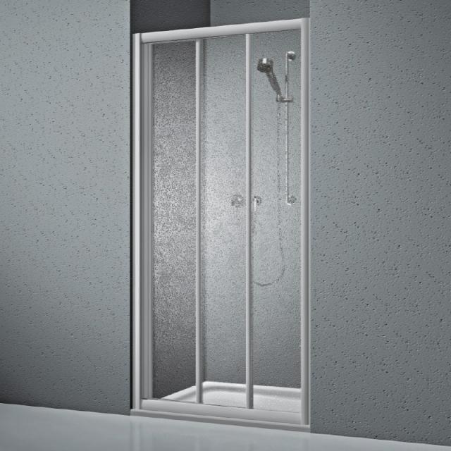 Koralle Twiggy Top Duschschiebetür 3-teilig für Trennwand oder Nische Kunstglas Polyrit aquaperl transparent / silber matt