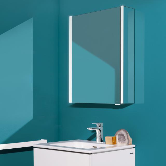 LAUFEN frame 25 Spiegelschrank mit Beleuchtung und 1 Tür Seitenteile verspiegelt