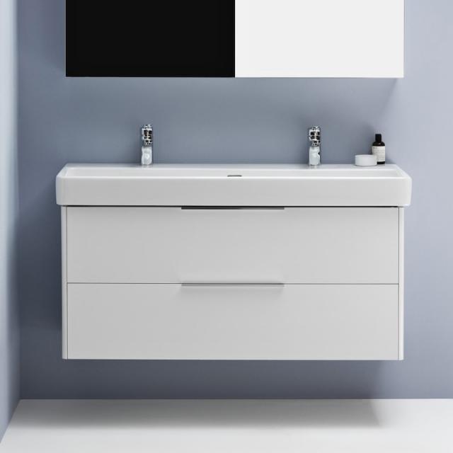 LAUFEN Pro S Doppelwaschtisch mit Base Waschtischunterschrank mit 2 Auszügen weiß matt, WT weiß
