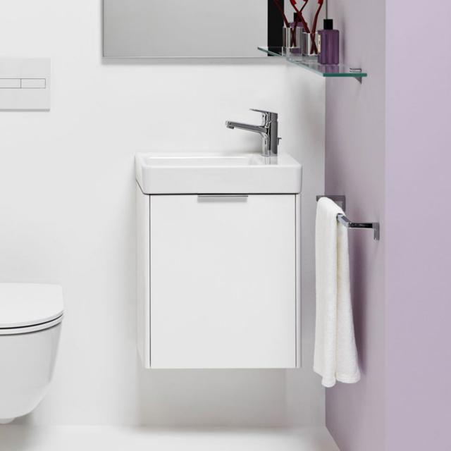 LAUFEN Pro S Handwaschbecken mit Base Waschtischunterschrank mit 1 Tür weiß glanz, WT weiß, mit Clean Coat, mit 1 Hahnloch