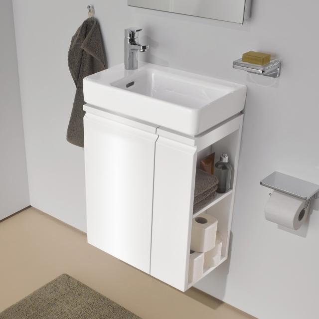 LAUFEN Pro S Handwaschbecken mit Waschtischunterschrank mit 1 Tür weiß glanz, WT weiß, mit Clean Coat, mit 1 Hahnloch