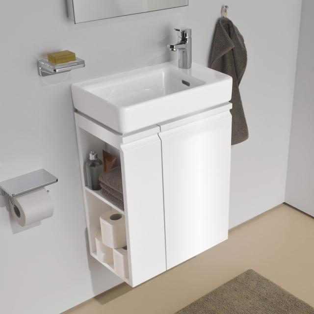 LAUFEN Pro S Handwaschbecken mit Waschtischunterschrank mit 1 Tür Front weiß glanz / Korpus weiß glanz, WT weiß, mit Clean Coat, mit 1 Hahnloch