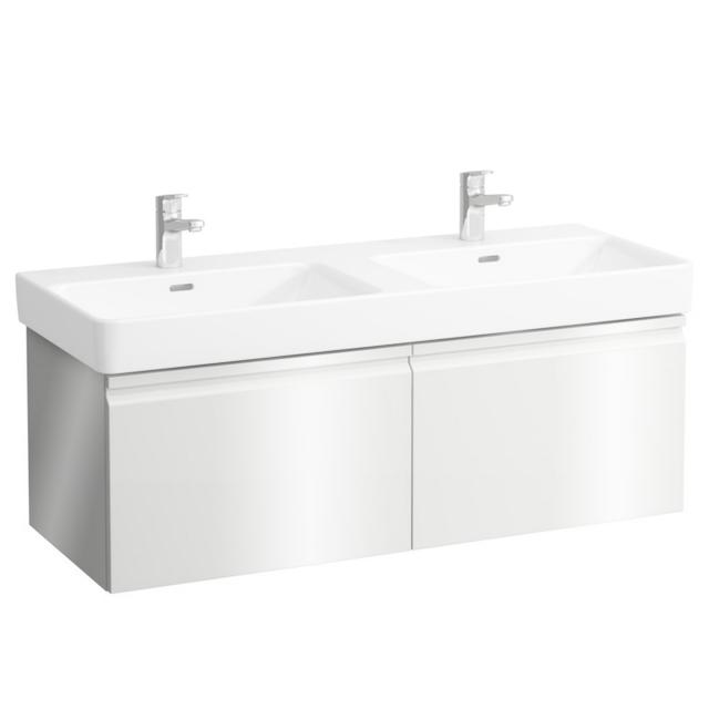 LAUFEN Pro S Waschtischunterschrank für Doppelwaschtisch mit 2 Auszügen weiß glanz, ohne Innenschubladen