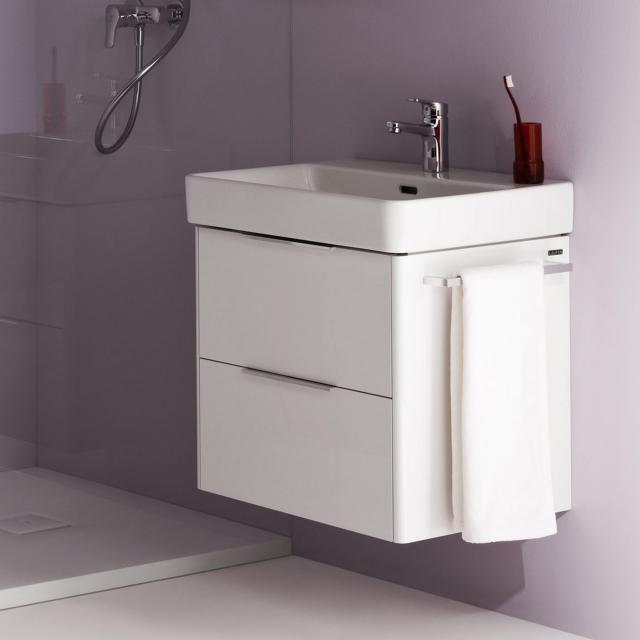 LAUFEN Pro S Waschtisch mit Base Waschtischunterschrank mit 2 Auszügen weiß matt, WT weiß, mit Clean Coat, mit 1 Hahnloch, mit Überlauf