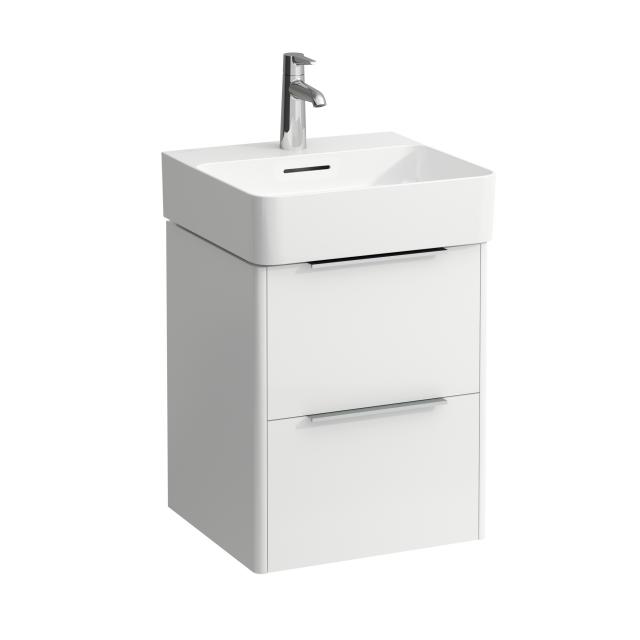LAUFEN VAL Handwaschbecken mit Base Waschtischunterschrank mit 2 Auszügen weiß matt, WT weiß, mit Clean Coat, mit 1 Hahnloch, mit Überlauf