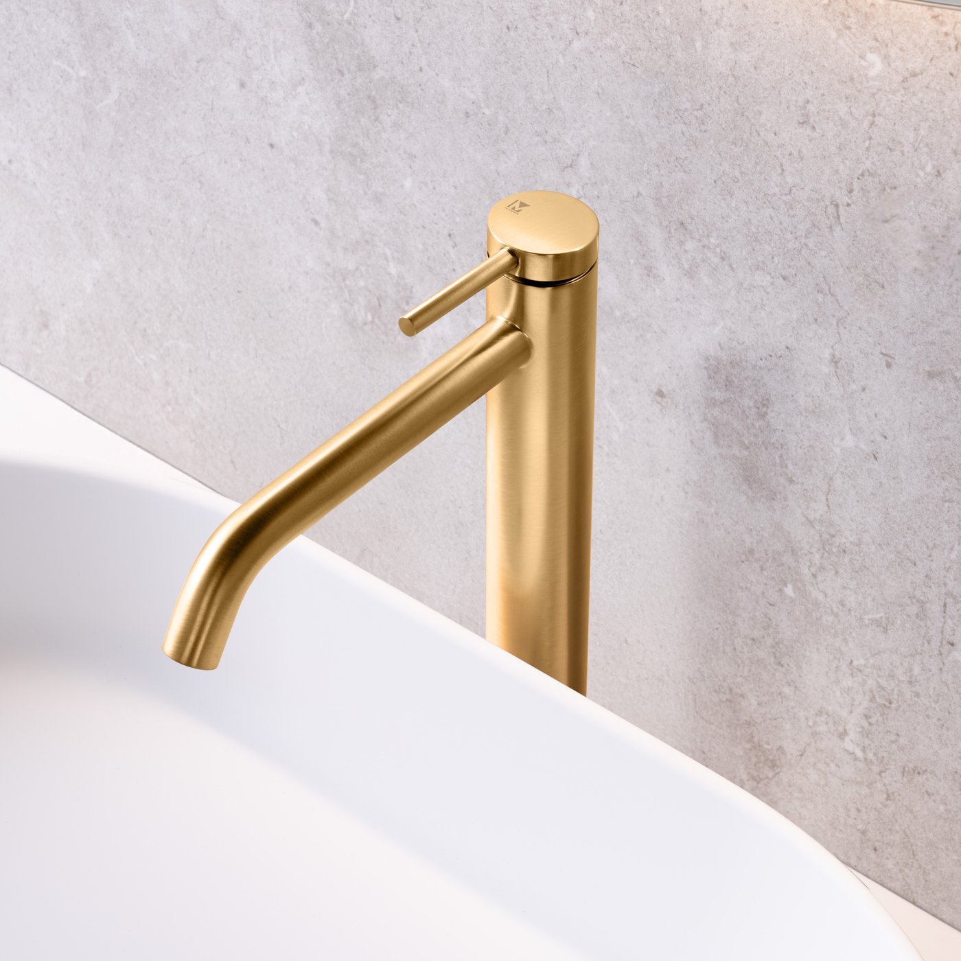 Mariner Logica basin fitting with tall pillar brushed gold - LOG0052-OB ...