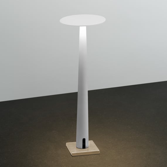 USB Table Lamp, Marble & Fabric