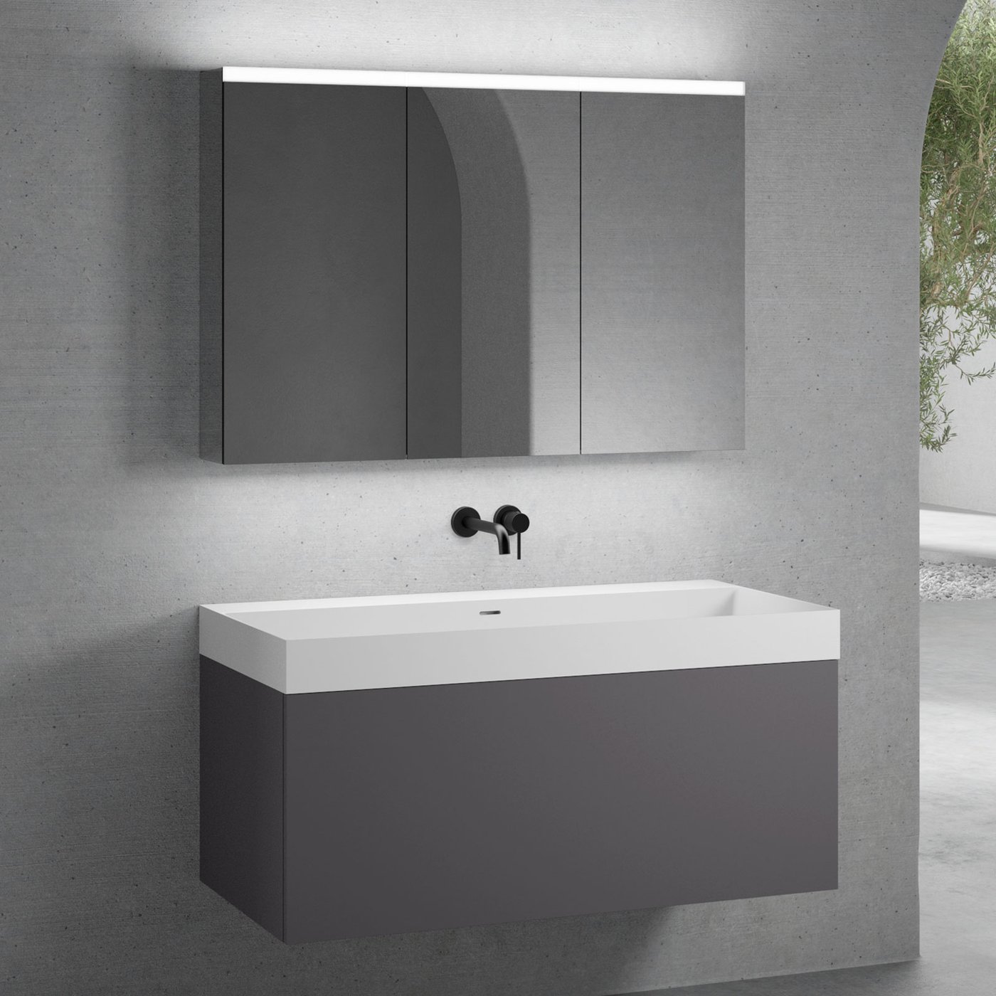 Waschtisch 120 Cm Mit Unterschrank Und Spiegelschrank