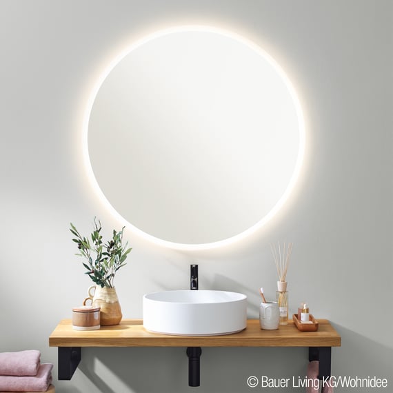 Amazon.com: THEKLA 20 Inch Bathroom Round Led Mirror with Lights 3Color +  RGB Colorful Changing Backlit Circle Round Lighted Vanity Mirror with Lights  for Bathroom Wall Dimmable Anti Fog Round Circle Smart
