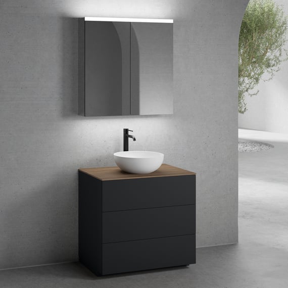 neoro n50 vanity unit W: 80 cm, with 3 pull-out compartments, washbasin ...