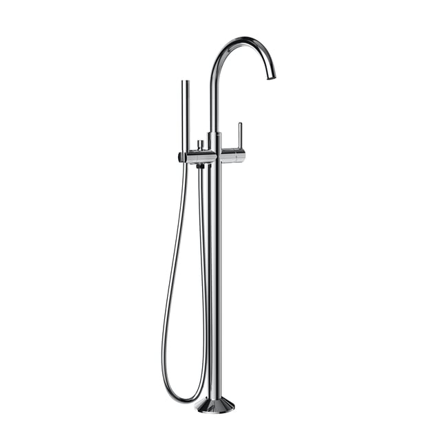 Gotonovo Freistehende Badewannenarmatur – Bodenstehend, Mit Handbrause, Gebürstetes Nickel