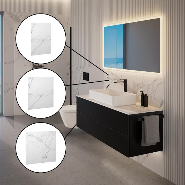 neoro Design-Wandpaneele im Set für neoro Bad, für Waschtisch- und WC-Anlage 2x 120x120 cm und Duschanlage 4x 80x120 + 2x 100x120 cm
