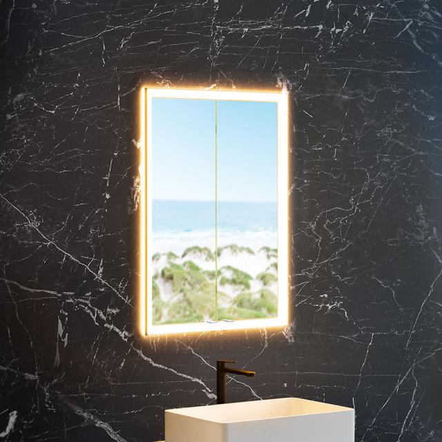 neoro n60 Einbau-Spiegelschrank B: 60 cm mit 2 Türen, mit umlaufender Beleuchtung