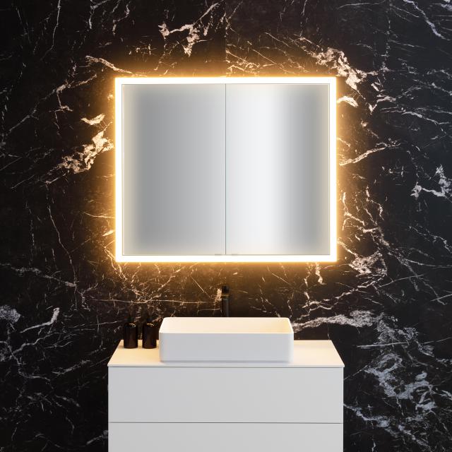 neoro n60 Spiegelschrank B: 100 cm mit 2 Türen, mit umlaufender Beleuchtung