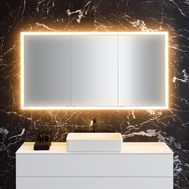 neoro n60 Spiegelschrank B: 160 cm mit 3 Türen, mit umlaufender Beleuchtung