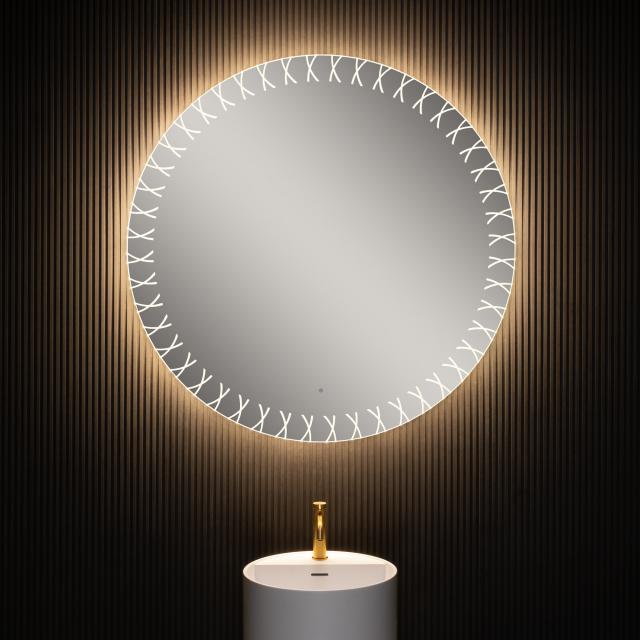 neoro n80 Designspiegel Ø 120 cm, mit umlaufender Beleuchtung, direkt + indirekt