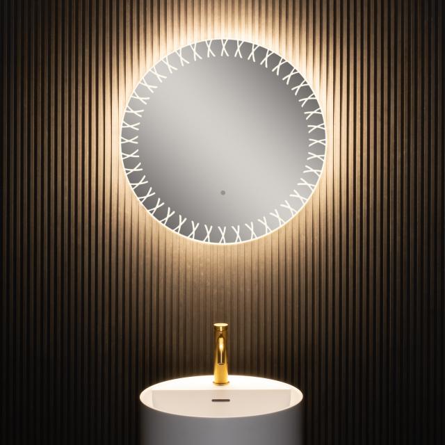 neoro n80 Designspiegel Ø 60 cm, mit umlaufender Beleuchtung, direkt + indirekt