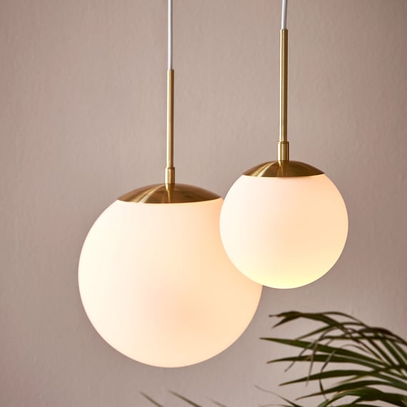 LED Pendellampe Bieno – Mit Opal Glasschirm, E27 Fassung, Höhe 100 Cm, Verstellbare Ringe