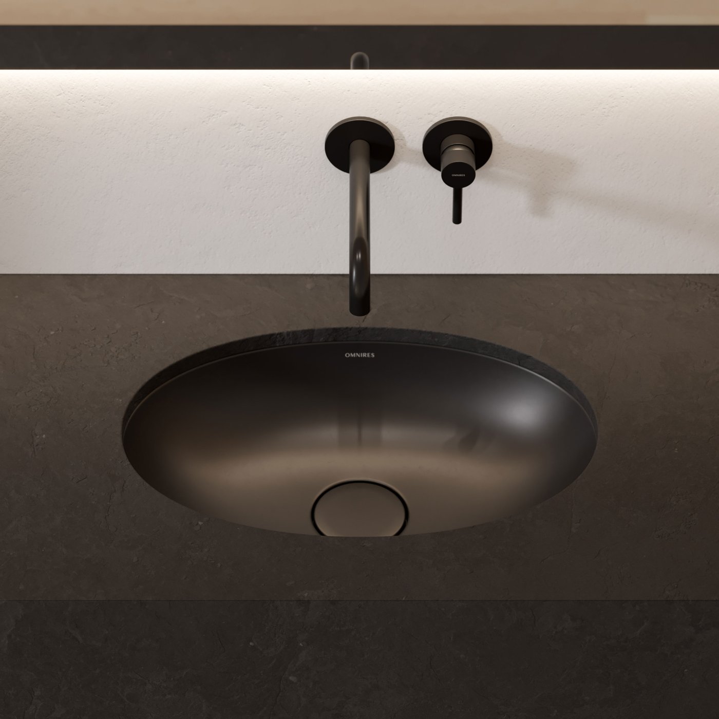 OMNIRES SHELL undercounter basin lava matt black - SHELL480UPBLV | REUTER