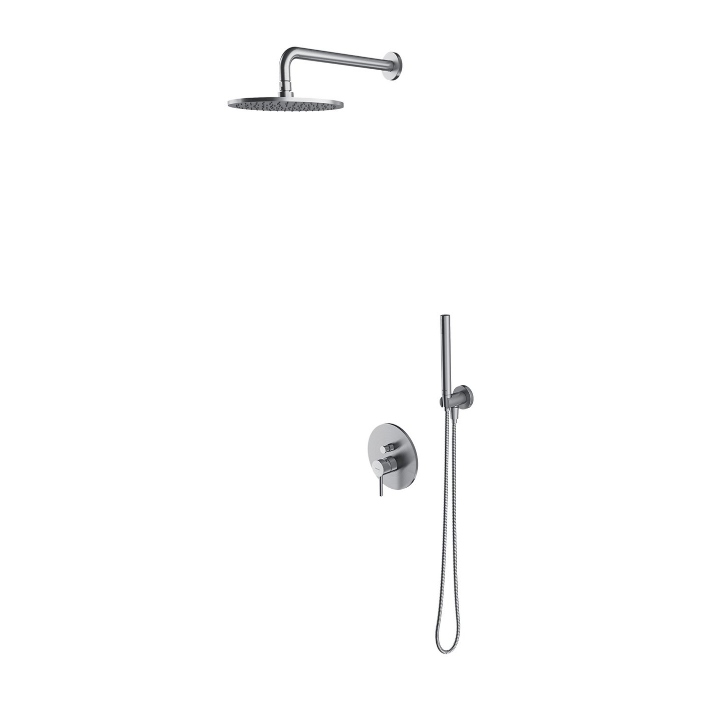 Lava Odoro Duschsystem – Regenduschkopf 20 Cm, Handbrause, Massagefunktion, Verstellbare Schiene, Gebürstetes Nickel
