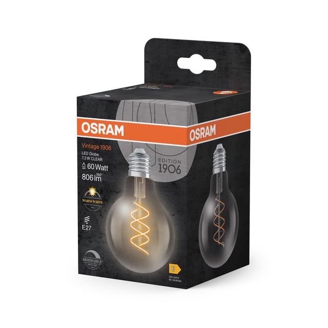 Osram Vintage 1906 LED lamp Globe 80 E27, 2700 K, 7,2 W dimmable, clear - 4058075836808