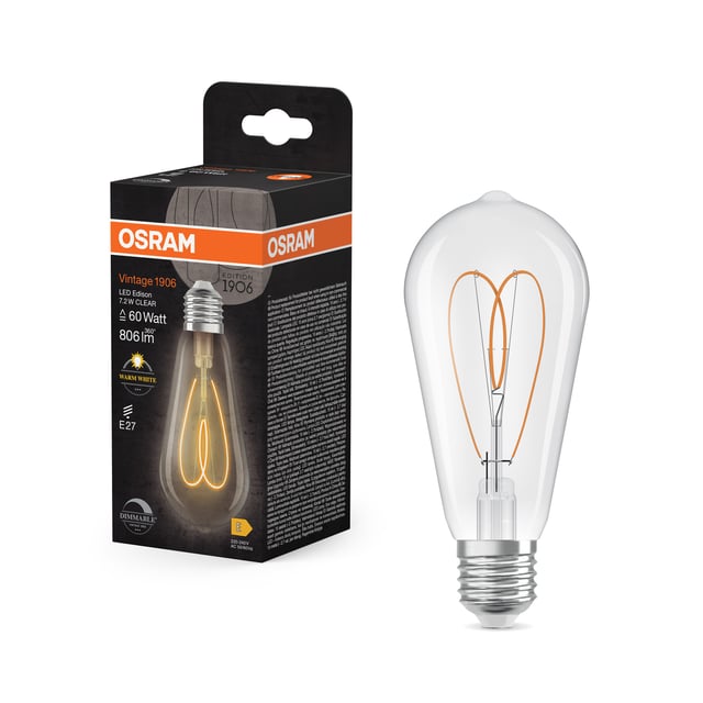Osram Vintage 1906 LED lamp Edison 60 E27, 2700 K, 7,2 W dimmable, clear - 4058075836969