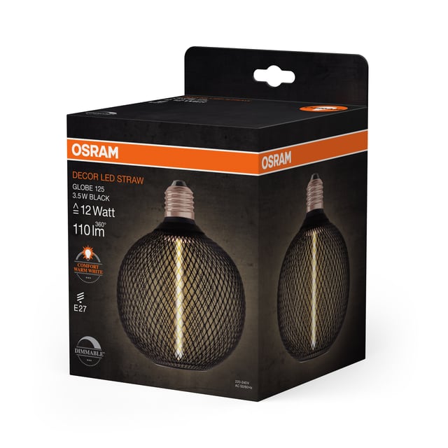 Osram Decor LED lamp Globe 125 E27, 1800 K, 3,5 W dimmable, black - 4058075840249