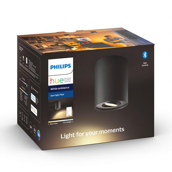 Plafonnier Philips Hue Pillar LED Noir 8719514338449