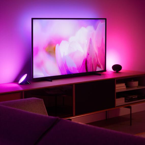 PHILIPS Hue Bloom LED RGB Tischleuchte | mit REUTER 77112600 - Dimmer