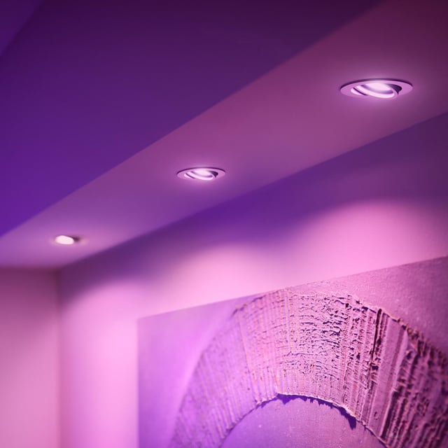 Philips Hue White & Color Ambiance Centura (3 Faretti Rotonda Da Incasso) - Plafoniere LED Dimmerabili, Luci Intelligenti Per Soffitto, Compatibili Con Alexa E App (Nero)