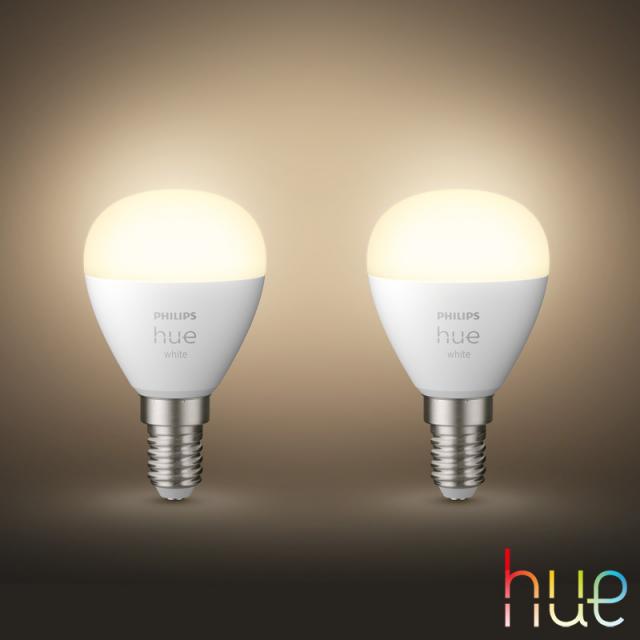PHILIPS Hue White LED E14 Luster, 5,7 Watt Doppelpack