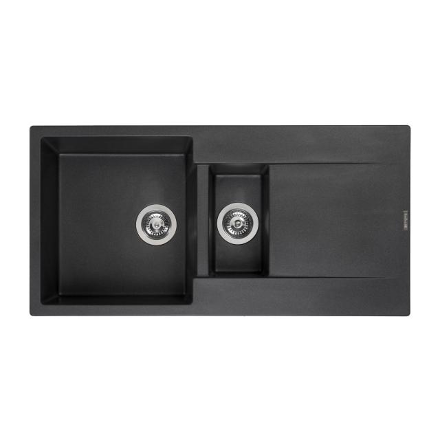 Reginox Amsterdam 15 Küchenspüle mit Restebecken und Abtropffläche, drehbar schwarz metallic