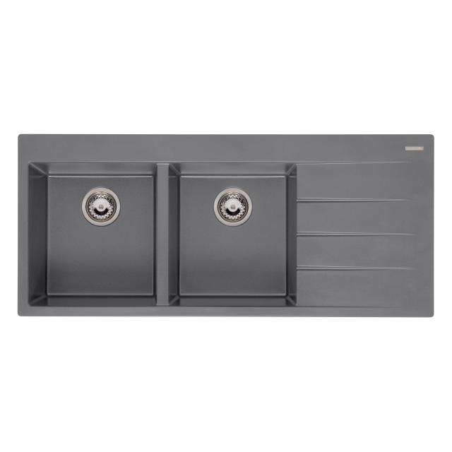 Reginox Breda 30 Küchenspüle mit Doppelbecken und Abtropffläche grau metallic