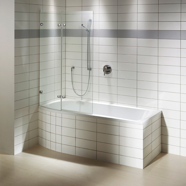 Repabad Arosa Shower Rechteck-Badewanne mit Duschzone, Einbau weiß