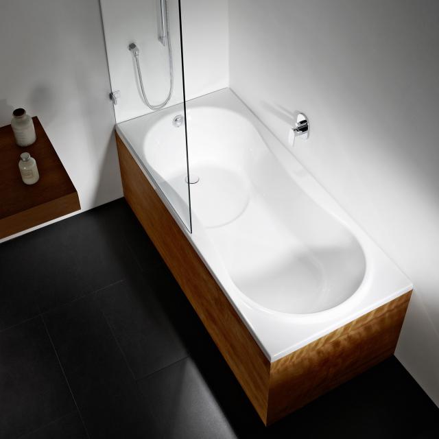 Repabad Dublin Rechteck-Badewanne mit Duschzone, Einbau weiß, mit RepaGrip
