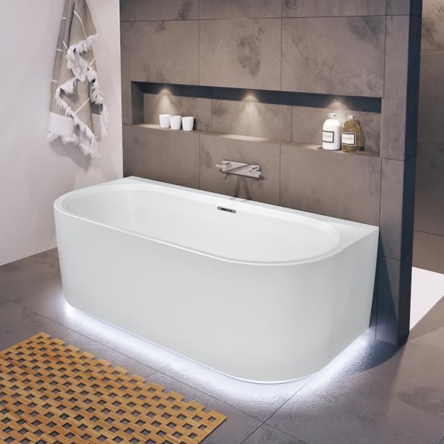 Riho Desire back2wall Vorwand-Badewanne mit Verkleidung und Beleuchtung weiß matt, ohne Füllfunktion