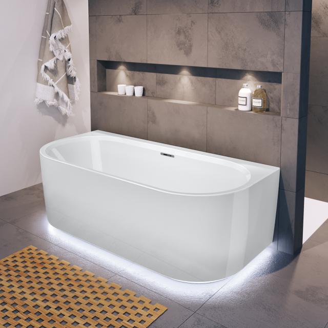 Riho Desire back2wall Vorwand-Badewanne mit Verkleidung und Beleuchtung weiß, mit Füllfunktion