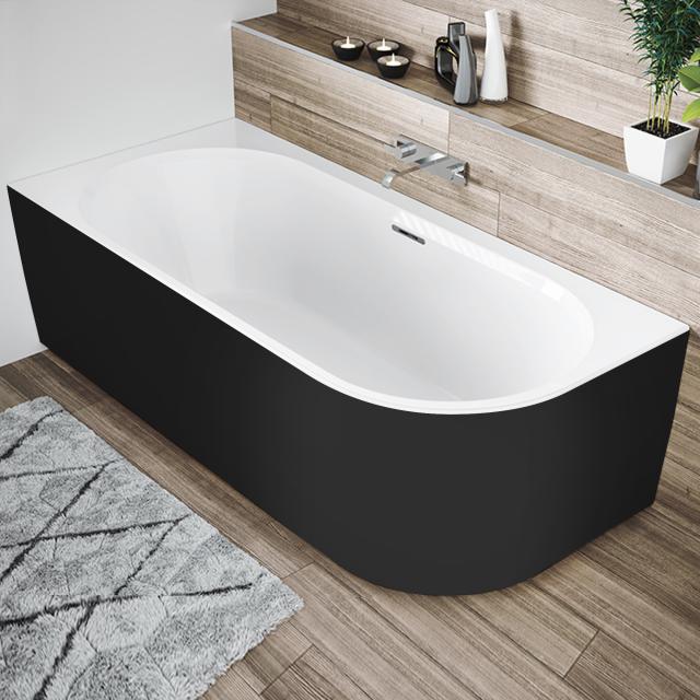 Riho Desire Corner Eck-Badewanne mit Verkleidung weiß/schwarz matt, ohne Füllfunktion