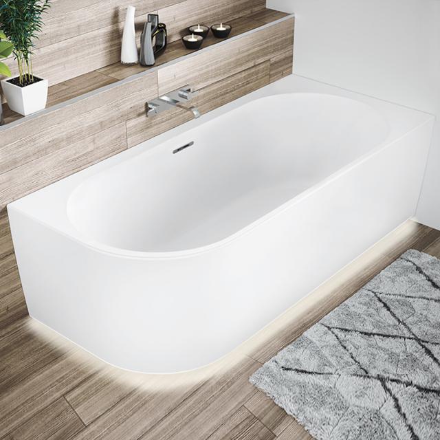 Riho Desire Corner Eck-Badewanne mit Verkleidung und Beleuchtung weiß matt, ohne Füllfunktion
