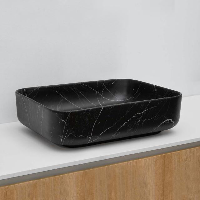 Riho Livit Aufsatzwaschtisch eckig schwarz matt marmoriert